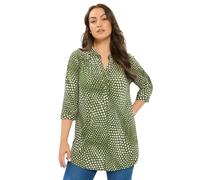 Yours Women's Polka Dot Half Placket Shirt in Olive | Size: 22/24