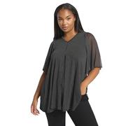 Yours Curve Polka Dot Mesh Sleeve Top - Women's - Plus Size Curve Black