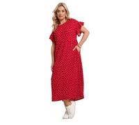 Yours Curve Polka Dot Midaxi Dress - Women's - Plus Size Curve Red