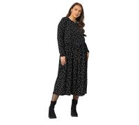 Yours Curve Polka Dot Peplum Midi Dress - Women's - Plus Size Curve Black