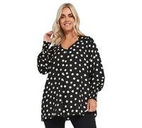 Yours Curve Polka Dot Print V-Neck Blouse - Women's - Plus Size Curve Black