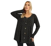 Yours Curve Polka Dot Ribbed Swing Top - Women's - Plus Size Curve Black