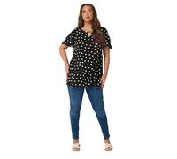 Yours Curve Polka Dot Short Sleeve Top - Women's - Plus Size Curve