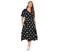 Yours Curve Polka Dot Smock Dress - Women's - Plus Size Curve Black