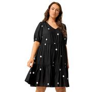 Yours Curve Polka Dot Tiered Smock Dress - Women's - Plus Size Curve Black