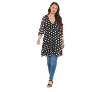 Yours Curve Polka Dot Tunic Top - Women's - Plus Size Curve Black