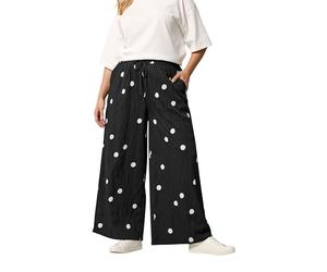 Yours Curve Polka Dot Wide Leg Trousers - Women's - Plus Size Curve