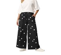 Yours Women's Polka Dot Wide Leg Trousers in Black | Size: 30-32 Yours Black 30-32