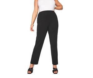 Yours Curve Pull On Ribbed Bootcut Stretch Trousers - Women's - Plus Size Curve Black