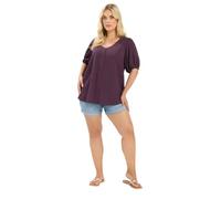 Yours Curve Purple Button Textured Blouse - Women's - Plus Size Curve