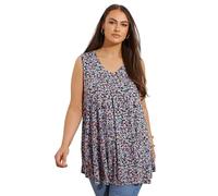 Yours Curve & Purple Floral Print Swing Vest Top - Women's - Plus Size Curve