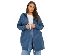 Yours Women's Longline Zip Through Hoodie in Bright Blue | Size: 20