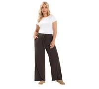 Yours Women's Ribbed Pull On Trousers in Dark Brown | Size: 16R
