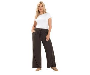 Yours Curve Purple Ribbed Pull On Trousers - Women's - Plus Size Curve