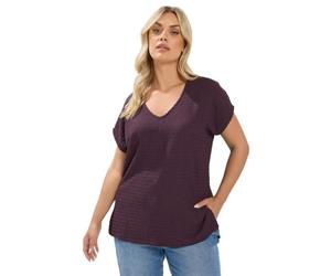 Yours Curve Purple Textured T-Shirt - Women's - Plus Size Curve