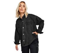 Yours Quilted Denim Shacket In Black Black 22-24