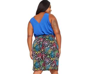 Yours Curve Rainbow Ditsy Floral Print Jersey Shorts - Women's - Plus Size Curve