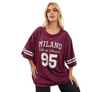 Yours Curve Red '95' Varsity Oversized T-Shirt - Women's - Plus Size Curve