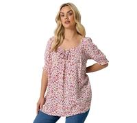 Yours Curve Red Abstract Tie Neck Blouse - Women's - Plus Size Curve