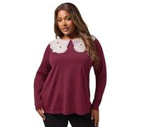 Yours Curve Red Broderie Anglaise Oversized Collar Top - Women's - Plus Size Curve