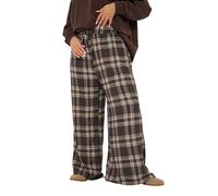 Yours Curve Red Check Wide Leg Trousers - Women's - Plus Size Curve