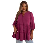 Yours Curve Red Cotton Tie Neck Top - Women's - Plus Size Curve