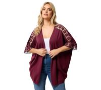 Yours Curve Red Crochet Sleeve Kimono - Women's - Plus Size Curve