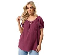 Yours Curve Red Dobby Bardot Cheesecloth Top - Women's - Plus Size Curve