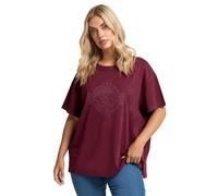 Yours Curve Red Embroidered Boho Diamond Oversized T-Shirt - Women's - Plus Size Curve