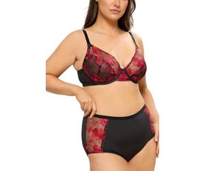 Yours Curve & Red Floral Embroidered Full Brief - Women's - Plus Size Curve