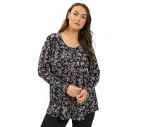 Yours Curve Floral Print Ribbed Button Top - Women's - Plus Size Curve