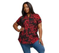 Yours Curve & Red Floral Textured Top - Women's - Plus Size Curve