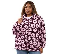 Yours Curve Red Floral Zip Through Fleece Jacket - Women's - Plus Size Curve