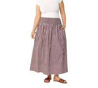 Yours Women's Gingham Maxi Skirt in Burgundy | Size: 20 Yours Burgundy 20