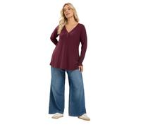 Yours Curve Red Henley Swing Top - Women's - Plus Size Curve