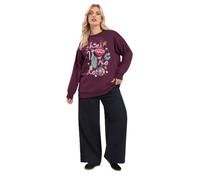 Yours Women's 'Ho Ho Ho' Sequin Baubles Sweatshirt in Burgundy | Size: 14-16 Yours Burgundy 14-16