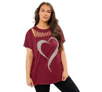 Yours Curve Red Leopard Print Heart Slash Detail Top - Women's - Plus Size Curve