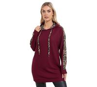 Yours Curve Red Leopard Print Trim Hoodie - Women's - Plus Size Curve