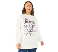 Yours 'paris Flower Market' Floral Sweatshirt In White White 22-24