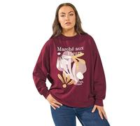 Yours Curve Red 'Marche Aux Fleurs' Slogan Sweatshirt - Women's - Plus Size Curve