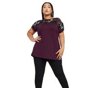 Yours Curve Red Mesh Embellished Swing Top - Women's - Plus Size Curve