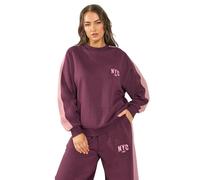 Yours Curve Red 'Nyc' Side Stripe Sweatshirt - Women's - Plus Size Curve