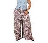 Yours Curve Red Paisley Print Wide Leg Trousers - Women's - Plus Size Curve