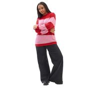 Yours Curve Red & Pink Striped Soft Touch Knitted Jumper - Women's - Plus Size Curve