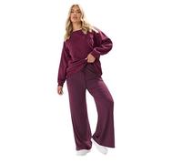 Yours Curve Red Ribbed Wide Leg Trousers - Women's - Plus Size Curve