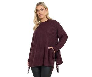 Yours Curve Red Side Fringe Knitted Jumper - Women's - Plus Size Curve
