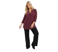 Yours Women's Spot Print Half Placket Shirt in Burgundy | Size: 22/24
