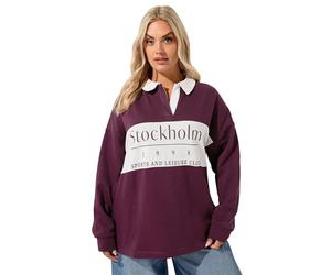 Yours Curve Red 'Stockholm' Rugby Top - Women's - Plus Size Curve