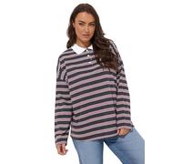 Yours Curve & Red Stripe Rugby Collar Top - Women's - Plus Size Curve