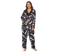 Yours Curve Leopard Satin Pyjama Set - Women's - Plus Size Curve Black